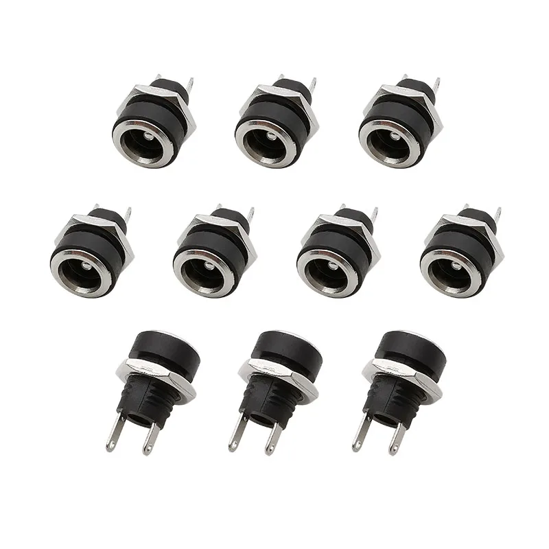 DC-022B 5.5x2.1mm DC Power Supply Female Jack Panel Mount Connector 5.5*2.1mm DC Socket Charging Plugs 2 legs Terminals Adapter