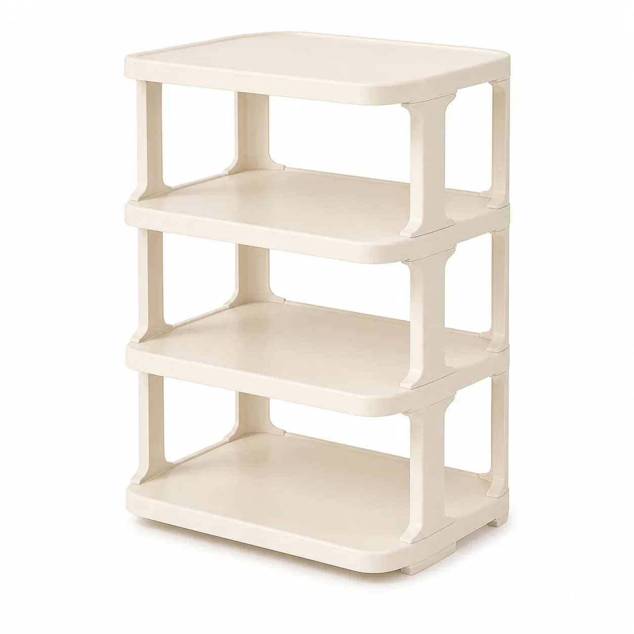 Sturdy Multi-Layer Plastic Shoe Rack Space Saving Entryway Organizer for Home Dorm Small Apartment Entrance Storage Beige-4Tier