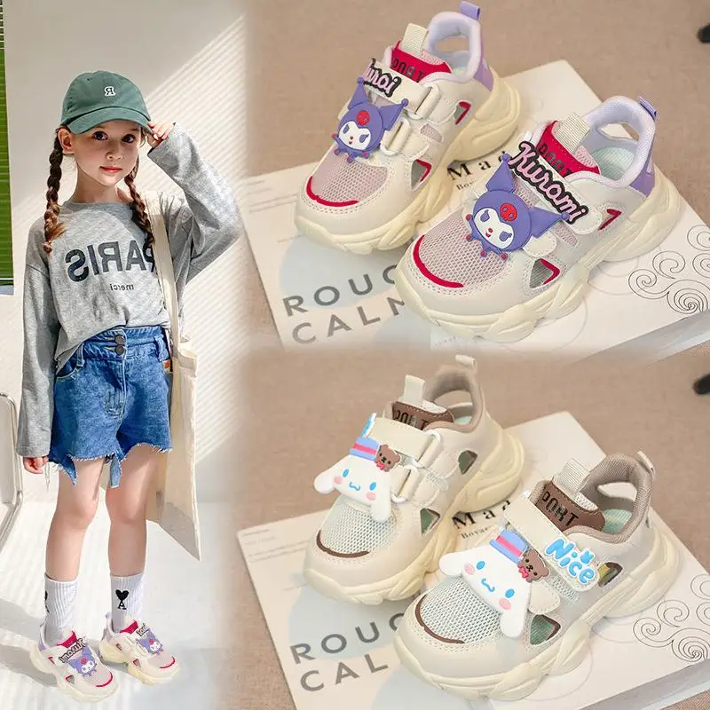 

Sanrio Summer Girl Sneakers Sandal Flat Shoes Cartoon Bowknot Casual Shoes Anime Soft Sole Fashion Breathable Nonslip Comfort