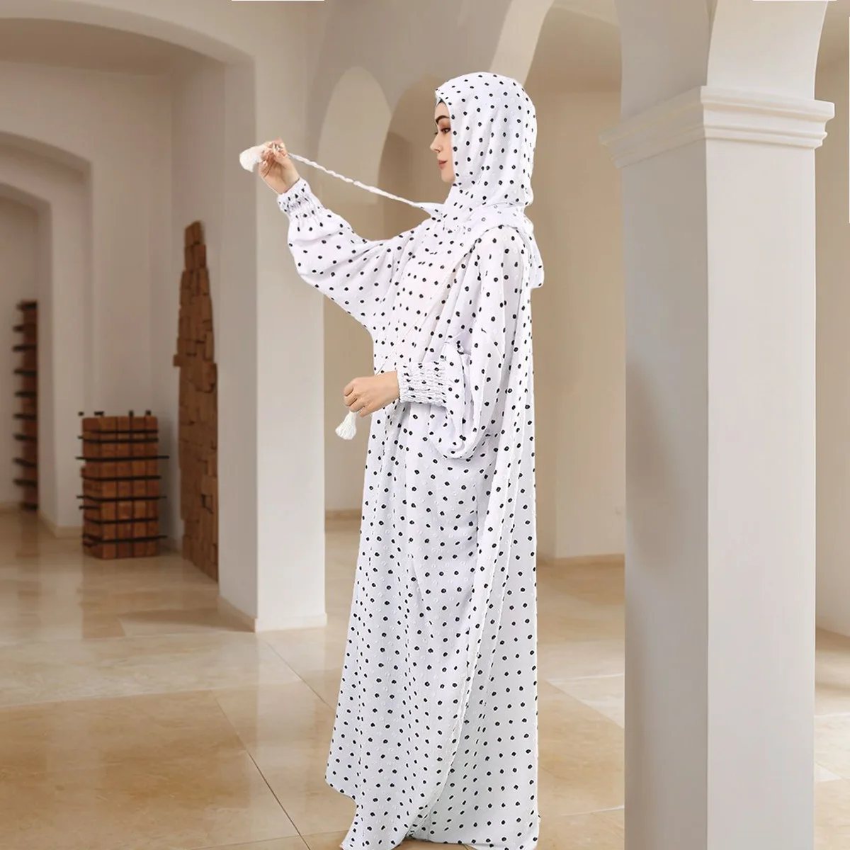 176*85Cm Dubai Medio Oriente nuevo vestido de moda para mujer vestido con capucha, capa Multicolor de lunares accesorios de moda simples