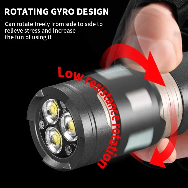 JIASHUAIXIN 3*XPG LED懐中電灯、ペンクリップ付き発光減圧多機能懐中電灯