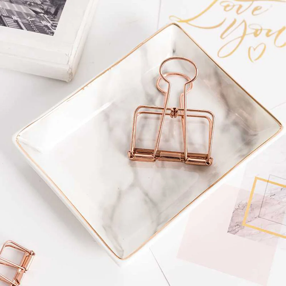 

Golden Edged Marble Ceramic Jewelry Dish Small Premium High-Fired Tray for Ring Earring Bracelet Display and Storage