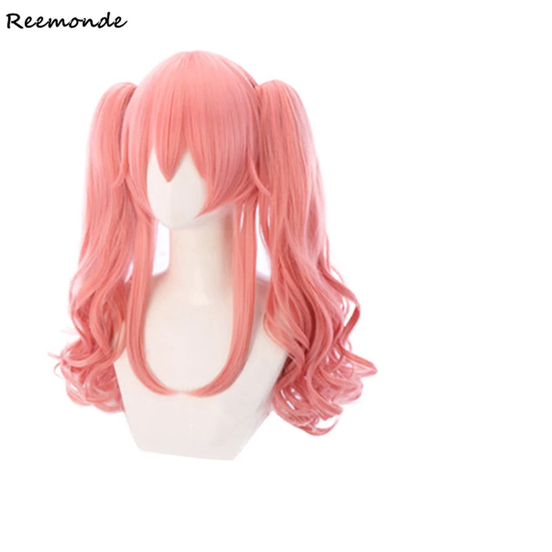 Tamamo Cosplay Costume Tress Curly Hair Ponytail Resistant Synthetic Wigs for Adult Women Halloween Carnival Party Role Play