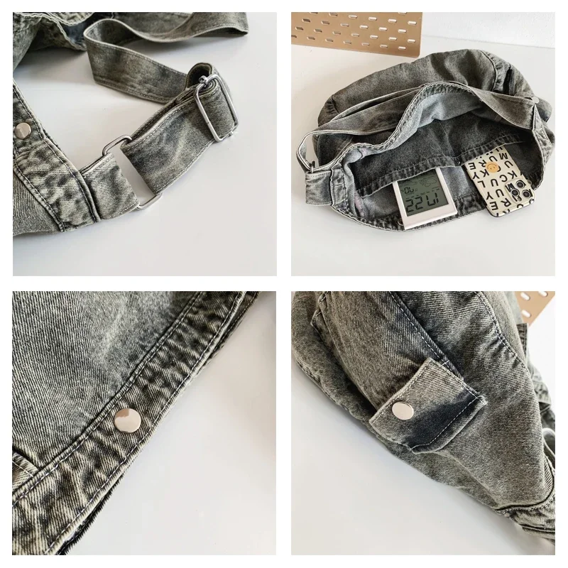 Paarse Denim Damestas Nieuwe Jeans Schoudertas Canvas Messenger Bag Y 2K Eco Tas Koreaanse Shopper Satchel Student Hobo Handtas Ins