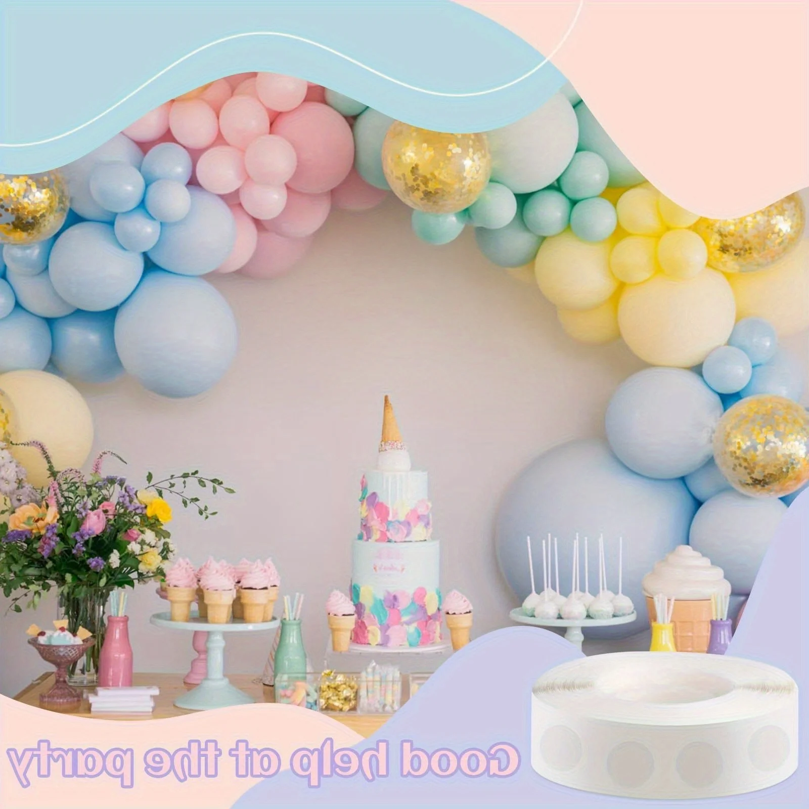 3200 шт. клеевые наконечники, двусторонние клеевые наконечники, липкие точки для воздушных шаров для поделок, свадебных украшений, фотосъемки (32 рулона)