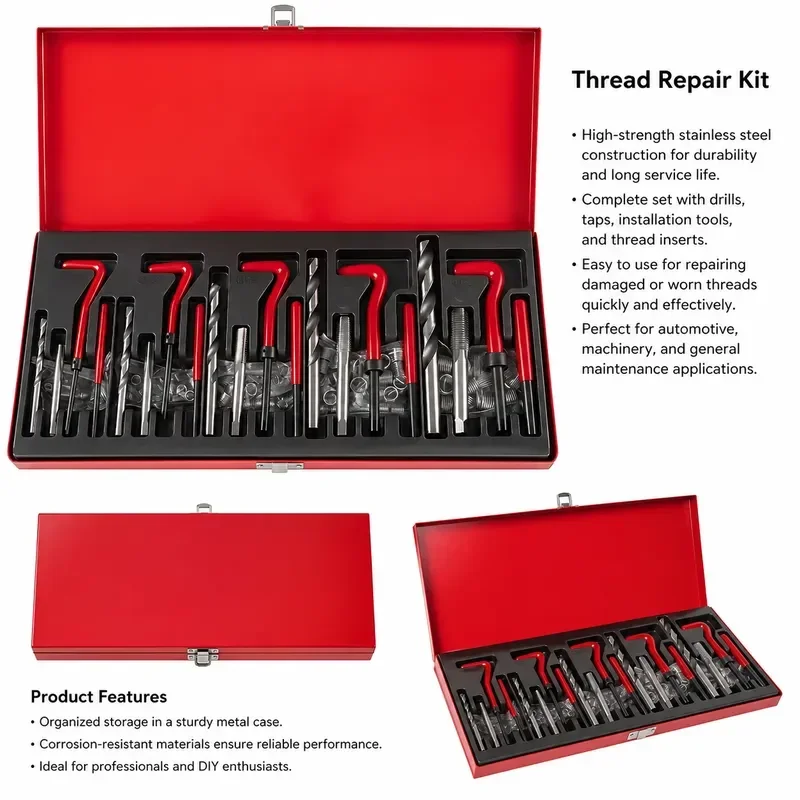 Thread Repair Kit M12 M10 M8 M6 M5 Coil Insert Drill Set for Engine Cylinder Block Damaged Hole Repair Tool