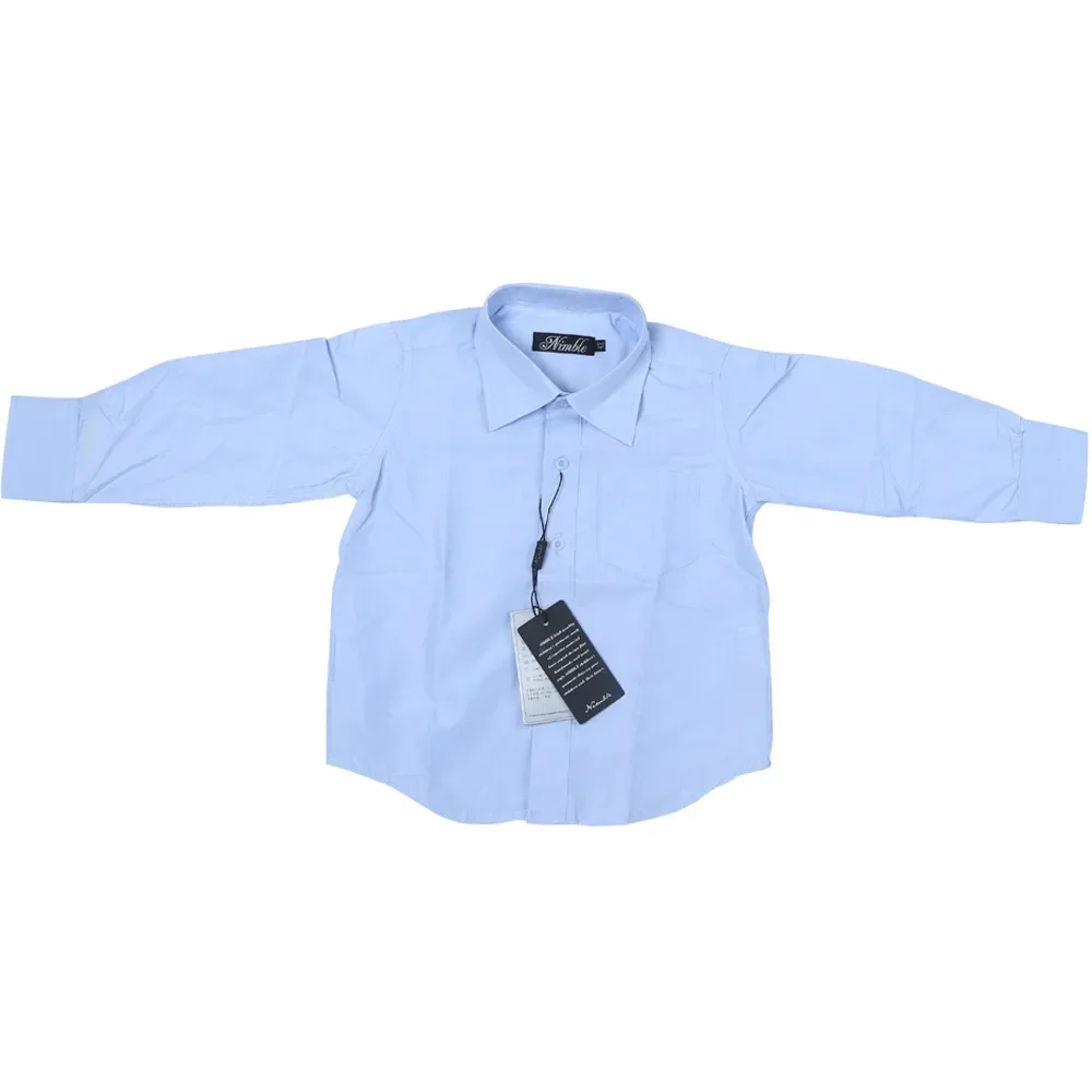 New Baby Boys Shirts KID CLOTHES Formal Wear Cotton Blouses Long Sleeves Tops for Children White Blue and White