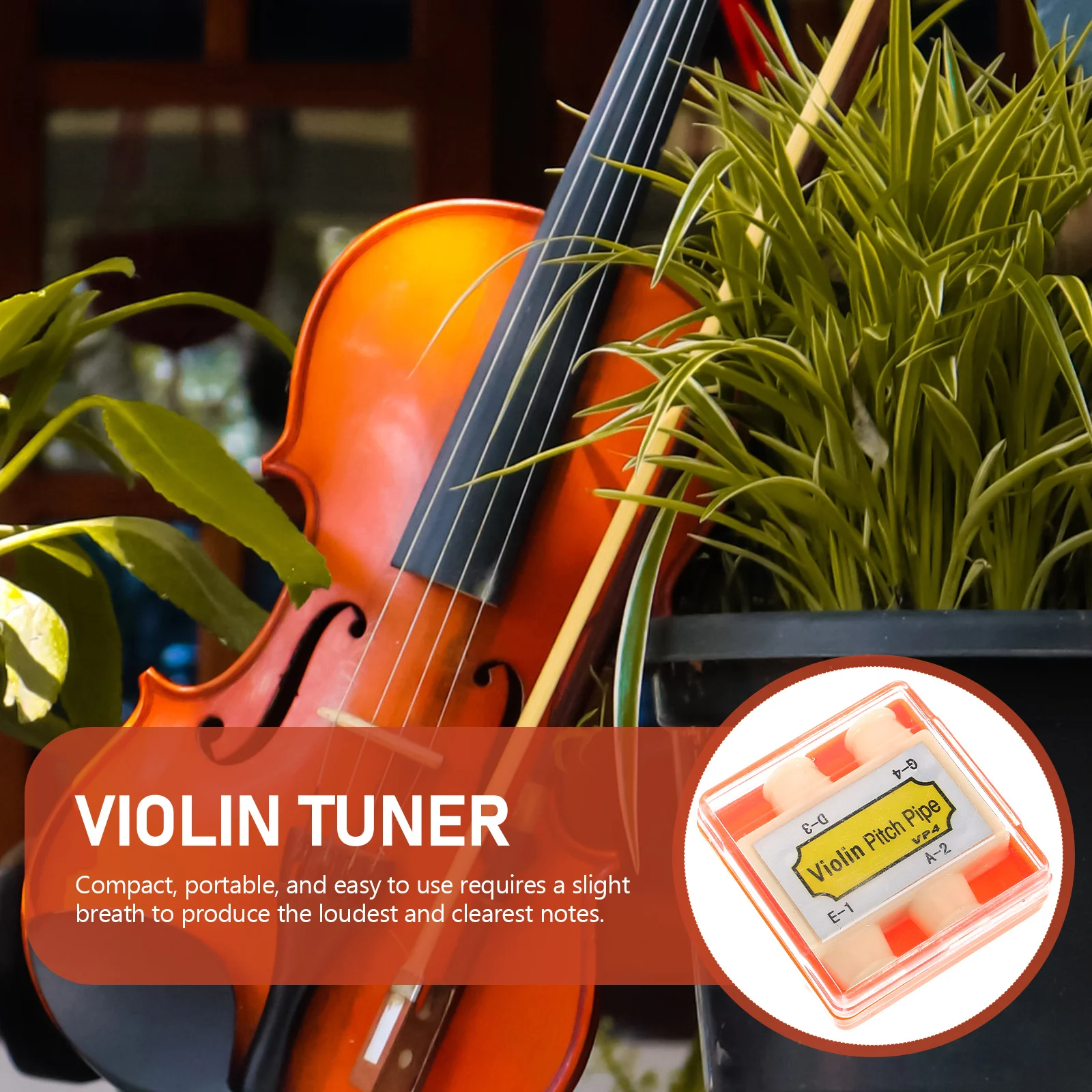 

Four Tube Tuner Portable Musical Instrument Accessory Four Holes Sturdy Plastic Musical Instrument Tuner Clear Sound