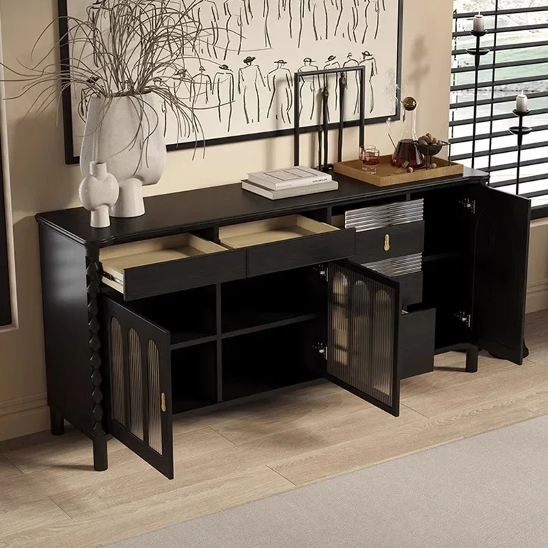 アメリカンヴィンテージ無垢材サイドボード、フランス中世のリビングルーム装飾キャビネット、壁収納、玄関キャビネット