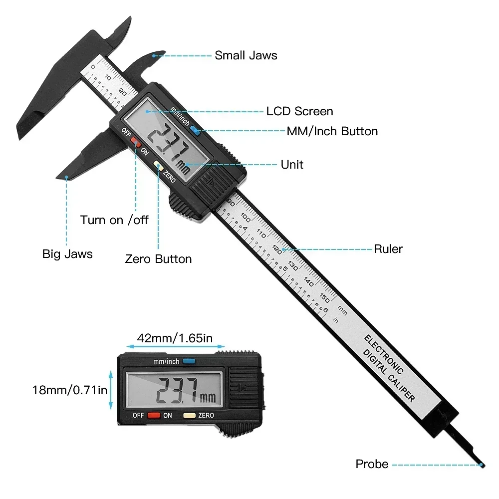 100 MM  150MM Vernier Calipers Electronic Digital Calipers Digital  All Plastic