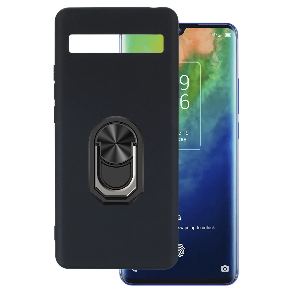 

Luxury Shockproof Ring Holder For TCL 10 Plus Case Soft Silicone TPU Protective Holder Cover