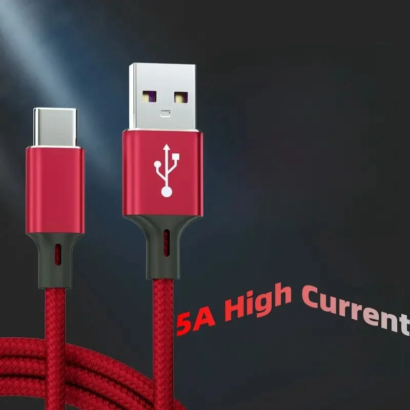 10 Uds gran oferta 5A Cable tipo C de carga rápida 1,5 M USB-C a USB-A teléfonos inteligentes y tabletas Cable de sincronización de datos carga rápida