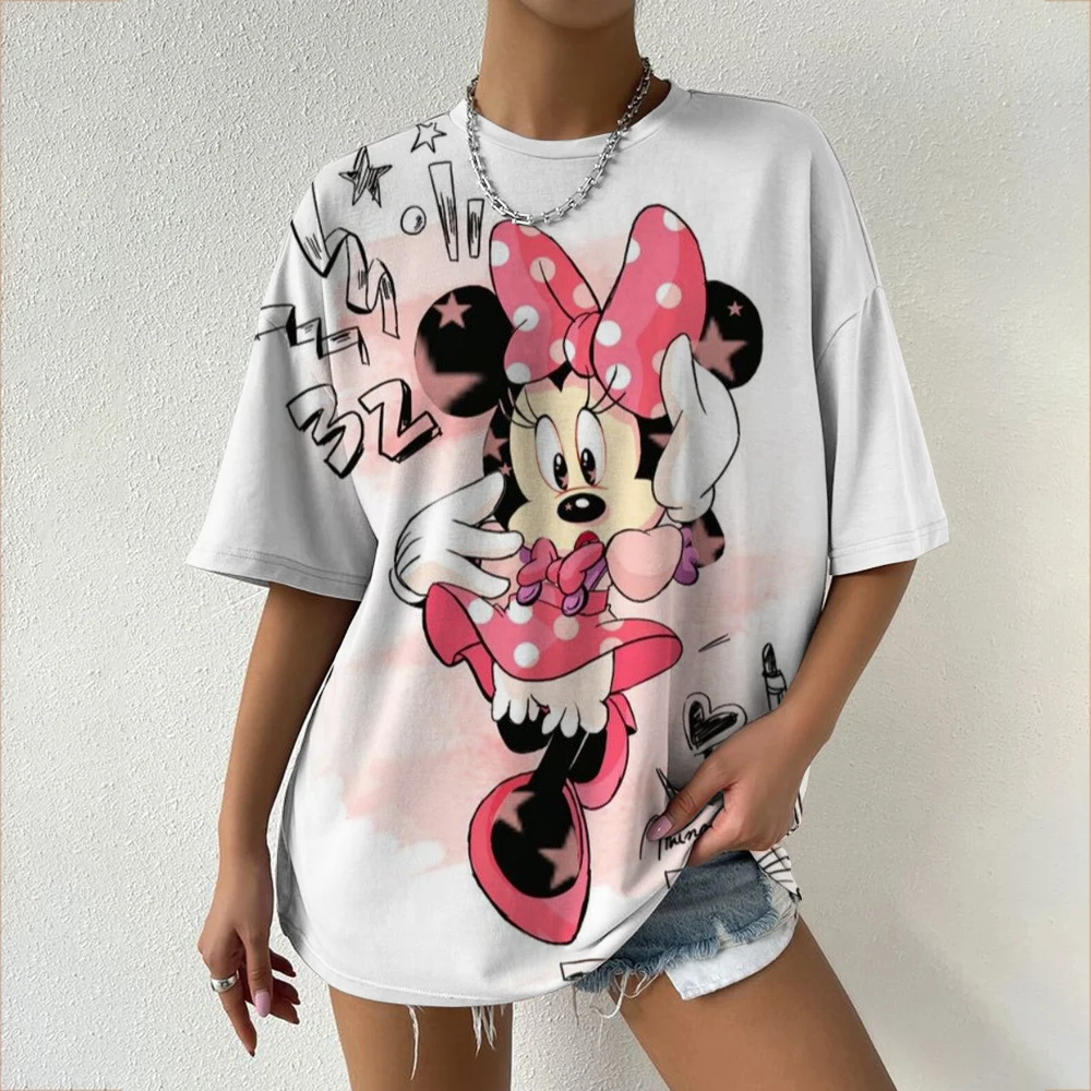 

Women's T-shirts Summer Dis ney Mic key Mouse New V-neck Short Sleeve Casual Women's Clothing Harajuku Y2K Hip Hop Clothes