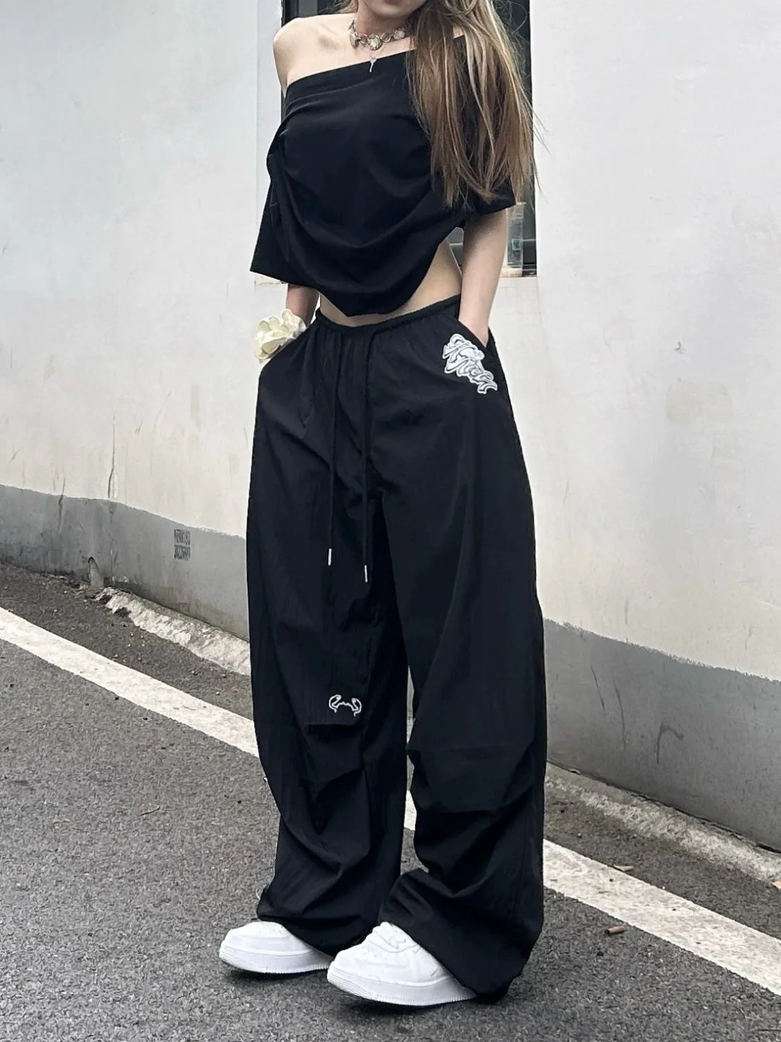 بنطال ذو قصة أرجل واسعة امرأة عادية المرأة الخريف الشنيل مضلع النطاقات الحد الأدنى الكبار سوفتشيل الراحة بسيطة مريحة فريدة من نوعها العطاء #4