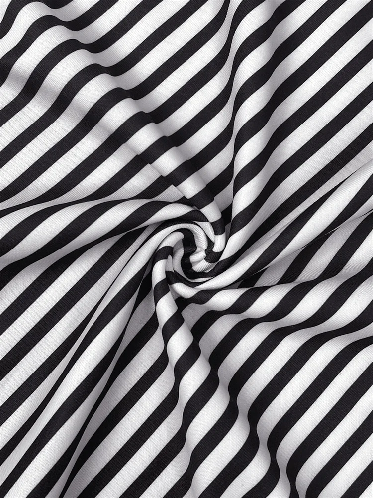 UOOZEE Fashion Women Striped Printed Stand Collar T-Shirts 2026 New Spring Summer Loose Casual Going Out Korean Style Tops view 6