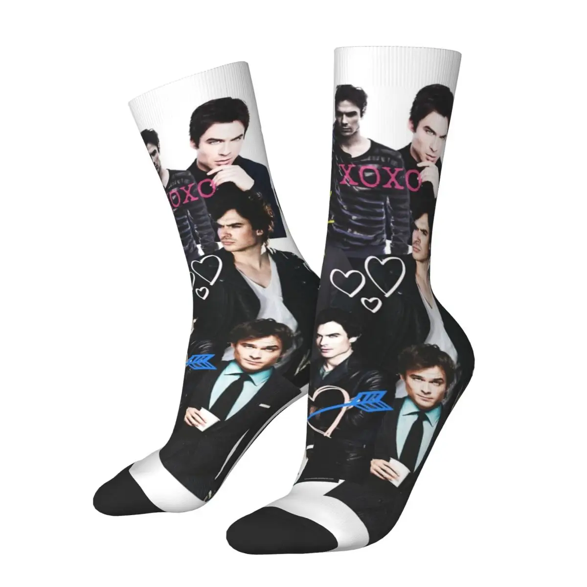 Damon Salvatore The Vampire Diaries Stockings Adults Men Socks Quality Pop Socks Spring Running Sports Anti Slip Printed Socks