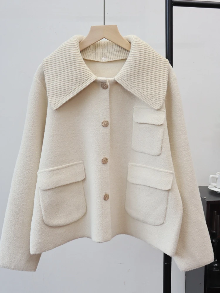 سترة النساء البلوزات معاطف جاكيتات كم كامل رفض طوق عادية فضفاض Y2k الشارع الشهير أنيقة مفتوحة Stith الخريف الشتاء #6