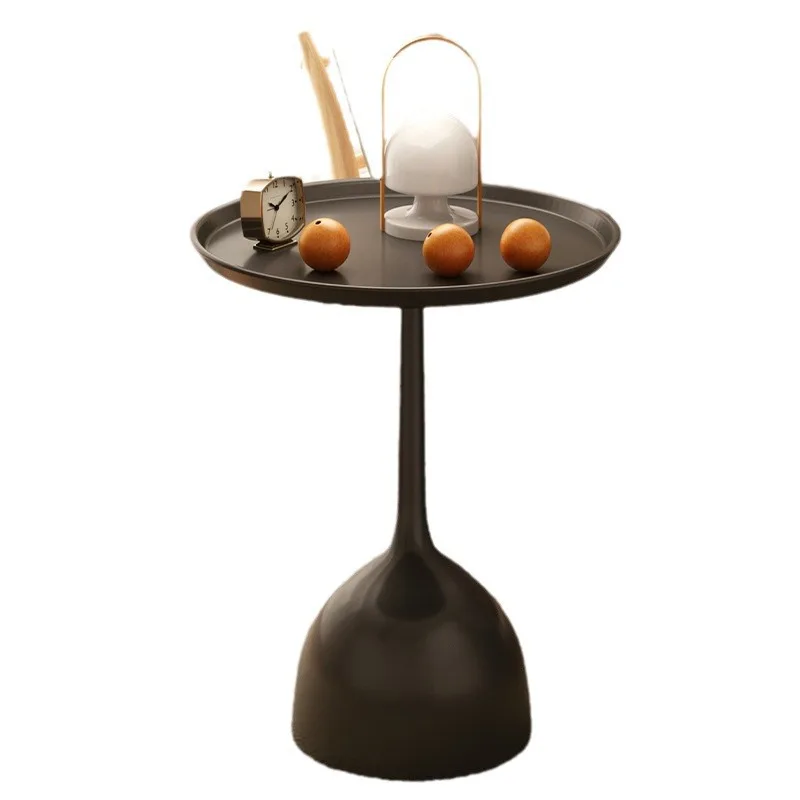

#Modern Mini Coffee Table Small Iron Bedside Storage for Home Living Room Sofa Side Balcony with Panel Wood Style