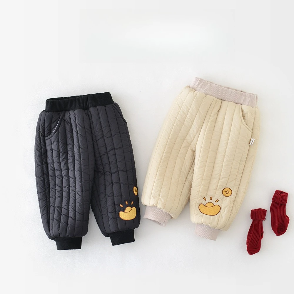 

2025 Winter Thickened Cotton Pants Baby Outer Wear Yuanbao Embroidered Long Pants