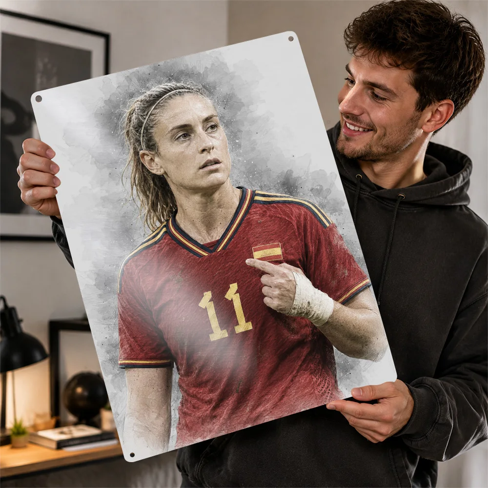 Alexia Putellas Football Aluminum Poster Customized Metal Tin Sign Club Legacy Style Wall Art Ideal For Home Gym Or Fan Lounge