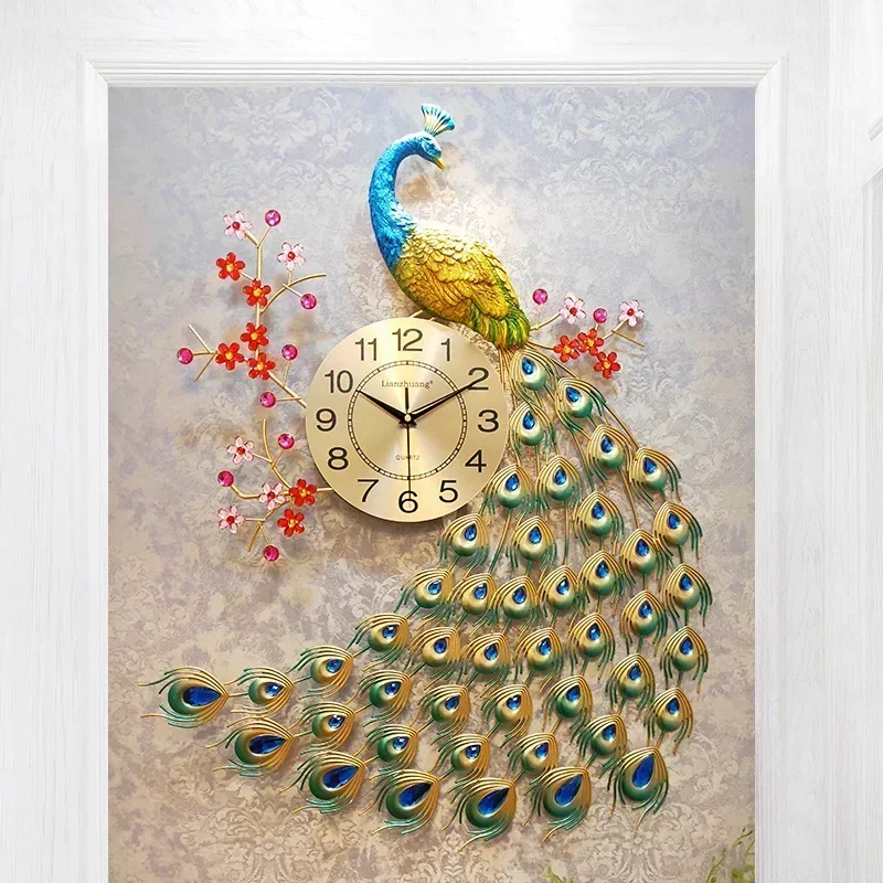 Nordic Modern Home Living Room Wall Clock Creative Peacock Mute Clock Reloj De Pared Fashion home Decorative Quartz Clock Heat