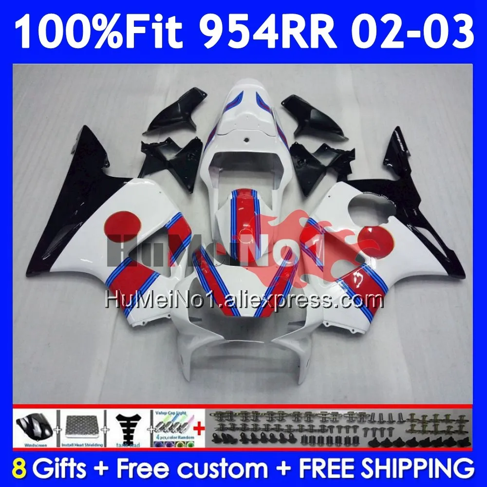 Body For HONDA CBR900RR CBR 900 954 RR CBR900 CC CBR954 RR 58No.26 CBR 954RR 900RR CBR954RR 2002 2003 02 03 White black Fairing