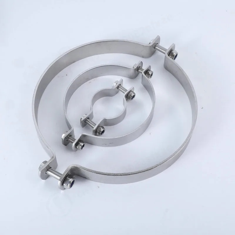 304 Stainless Steel Ground Pipe Clamp Reinforced Flat Iron Hoop Pipe Fastening Clamp Pipe Fitting Accessories
