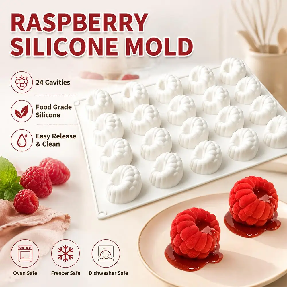 6 Hole Raspberry Design Mousse Silicone Mousse Mold 3D Fruit Dessert Chocolate Mould DIY Cake Decorating Tools Bakeware view 5