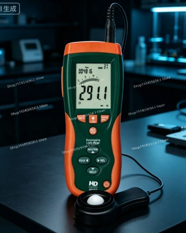 Medidor de Luz de Alta Resistencia Extech HD450, Luxímetro con Registro de Datos de 400klx con USB y Software, Opción con Certificación NIST