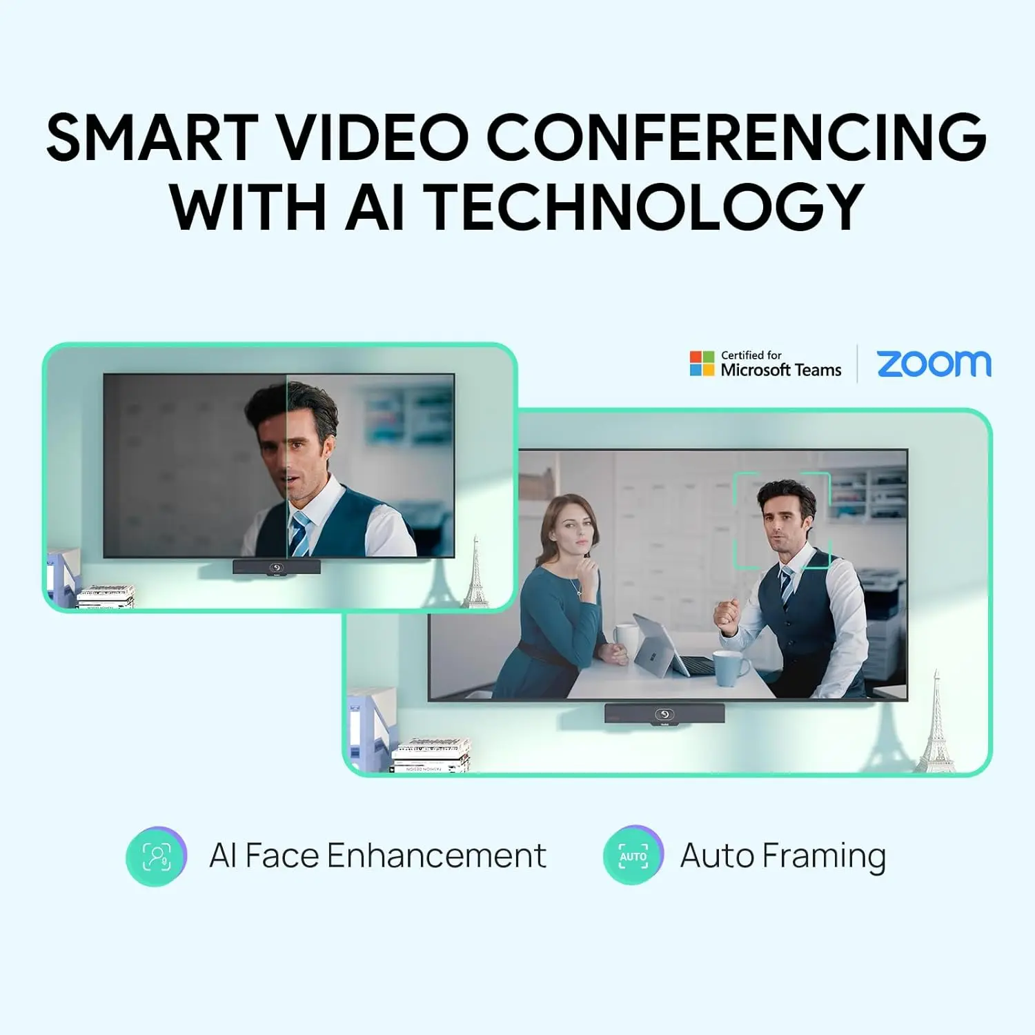 UVC34 4K Conference Room Camera System All-in-One Video Conferencing System, Auto Framing, 120° Wide Angle Webam with Microphone