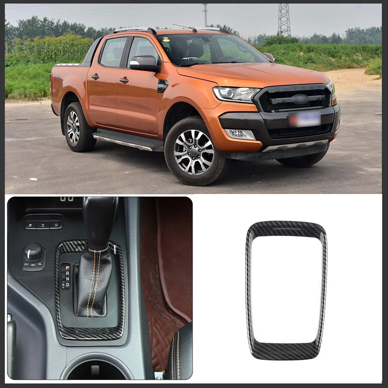 For 2015-2021 Ford Ranger ABS carbon fiber car center console shift frame cover sticker car interior decoration accessories