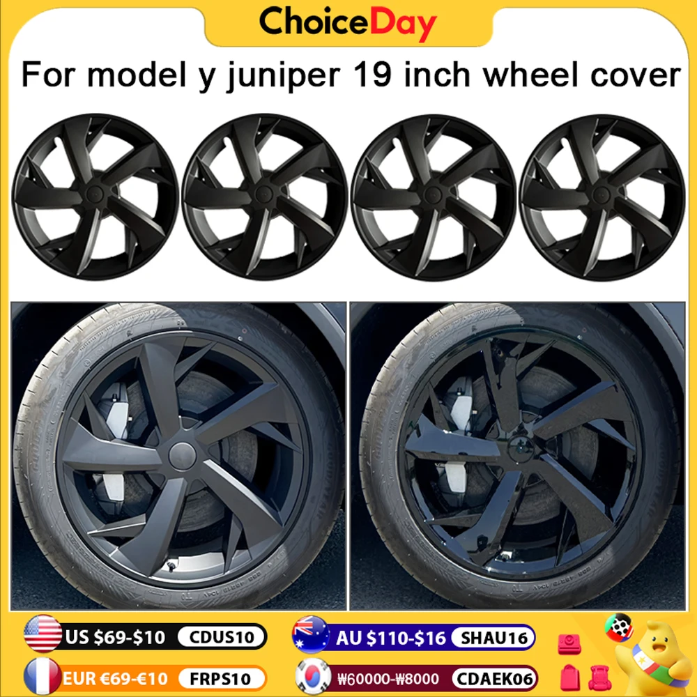 

4PCS 19 Inch Wheel Cover for Tesla Model Y Juniper 2025 Car Replacement Wheel Cover Automobile Hub Cap Full Rim Car Accessories