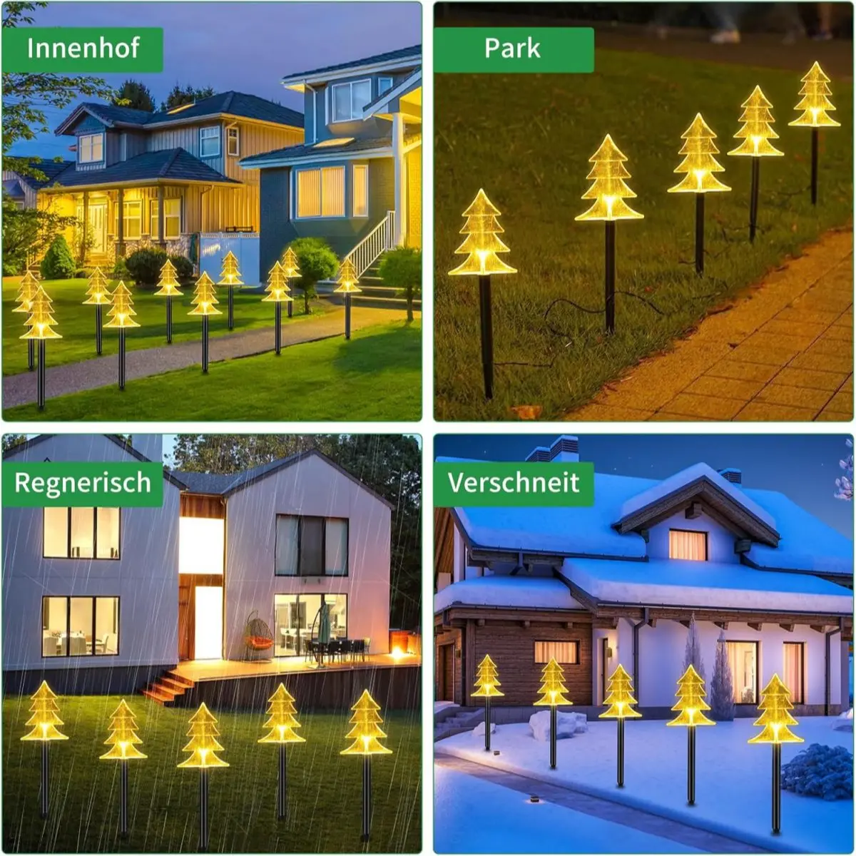 5Pcs Christmas Pathway Lights Waterproof Snowflake/Xmas Tree/Star With Stake Lamp Solar Powered Suitable For Home Outdoor Decor