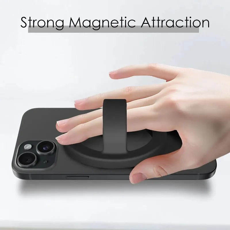 2-1PCS Magnetic Silicone Phone Holder Universal Comfortable Circular Grip Phone Holder Ring Bracket for IPhone 16 15 14 Android