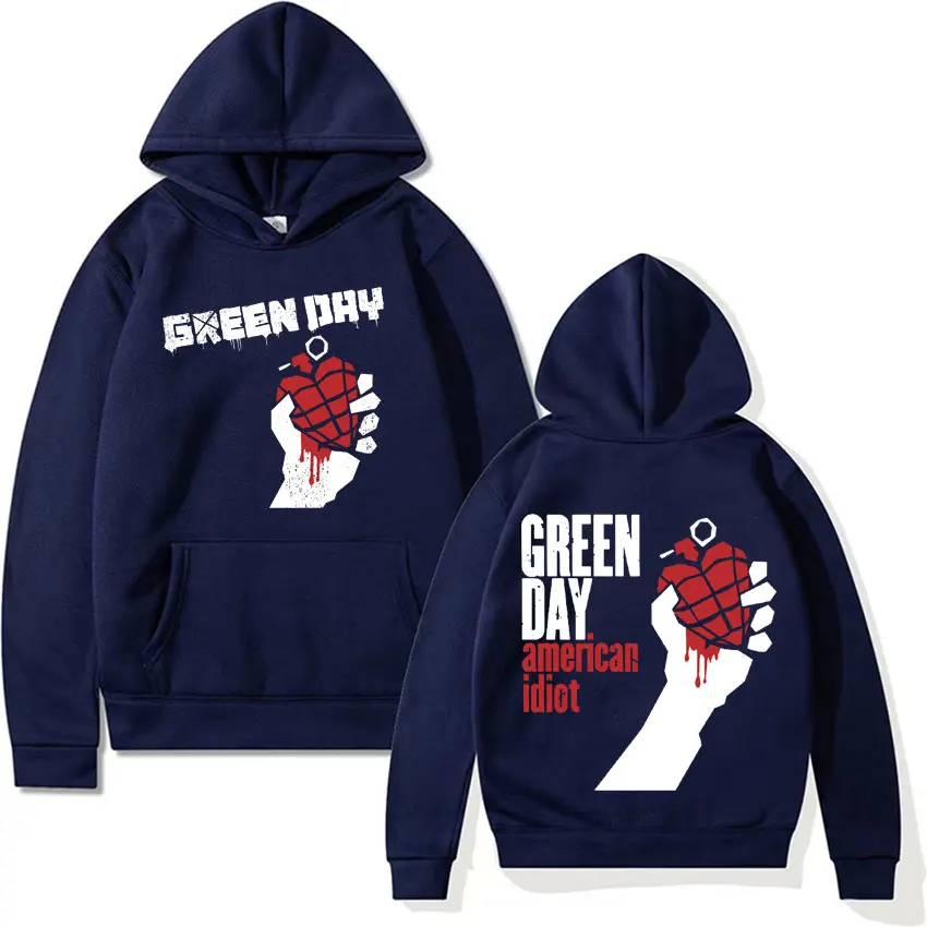 2025 Rare Punk Band Green Day American Idiot Hoodies Men Clothing Fashion 90s Vintage Sweatshirts Male Casual Fleece Oversized H