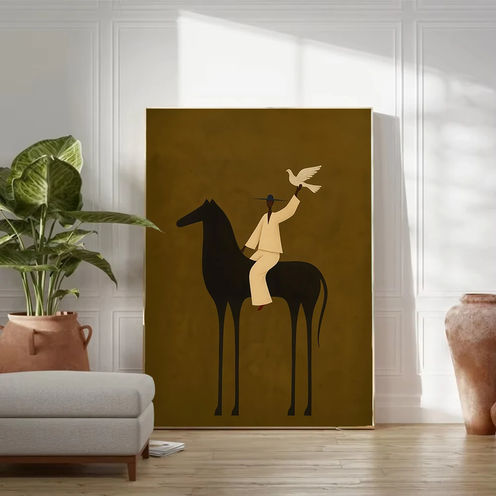 Japandi Art Abstract Minimalist Wabi Sabi Horse Poster Canvas Painting Print Wall Art Modern Coastal Western Home Decor Cuadros
