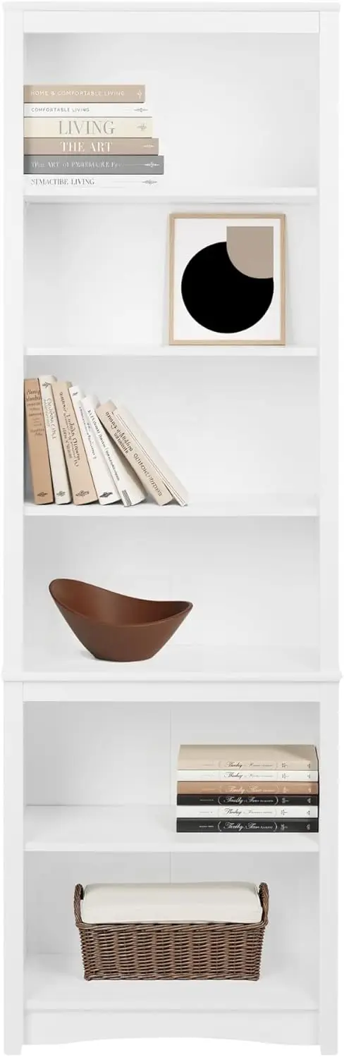 

Высокий книжный шкаф 80 дюймов (203 см) с 6 регулируемыми полками, белый, для домашнего офиса, гостиной, спальни