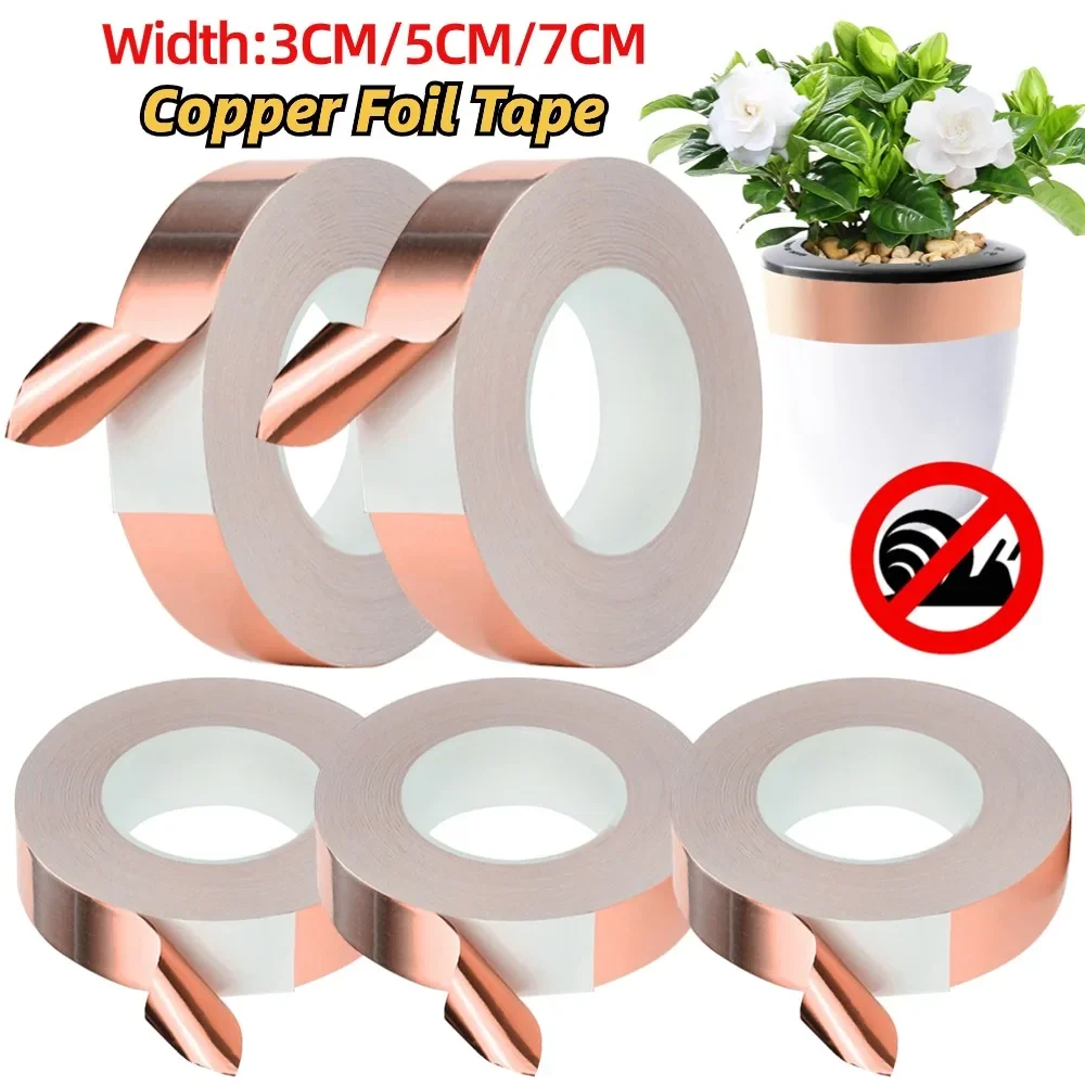 20M Koperfolie Tape Enkelzijdig Geleidende Afscherming Tape Plant Bescherming Slak Tape Tegen Slakken Val Thuis DIY koperen Tape