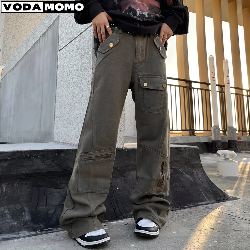 2023 primavera autunno pantaloni y2k jeans larghi per uomo pantaloni a gamba larga tasche elastico in vita Streetwear pantaloni larghi e comodi