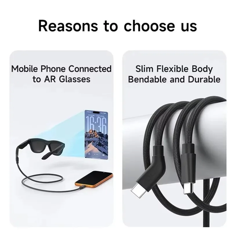 For XREAL AR Glasses Original Data Cable 1.2M Link C To C