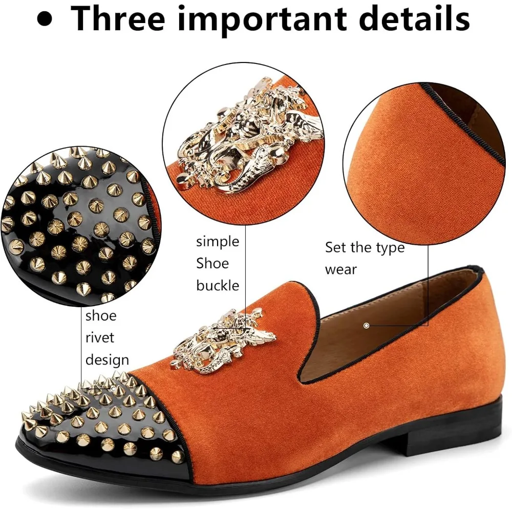 

Fashion Men's Casual Shoes Genuine Velvet Suede Men Classic Punk Style Rivets Loafers Moccasins Mens Outdoor Driving Flats