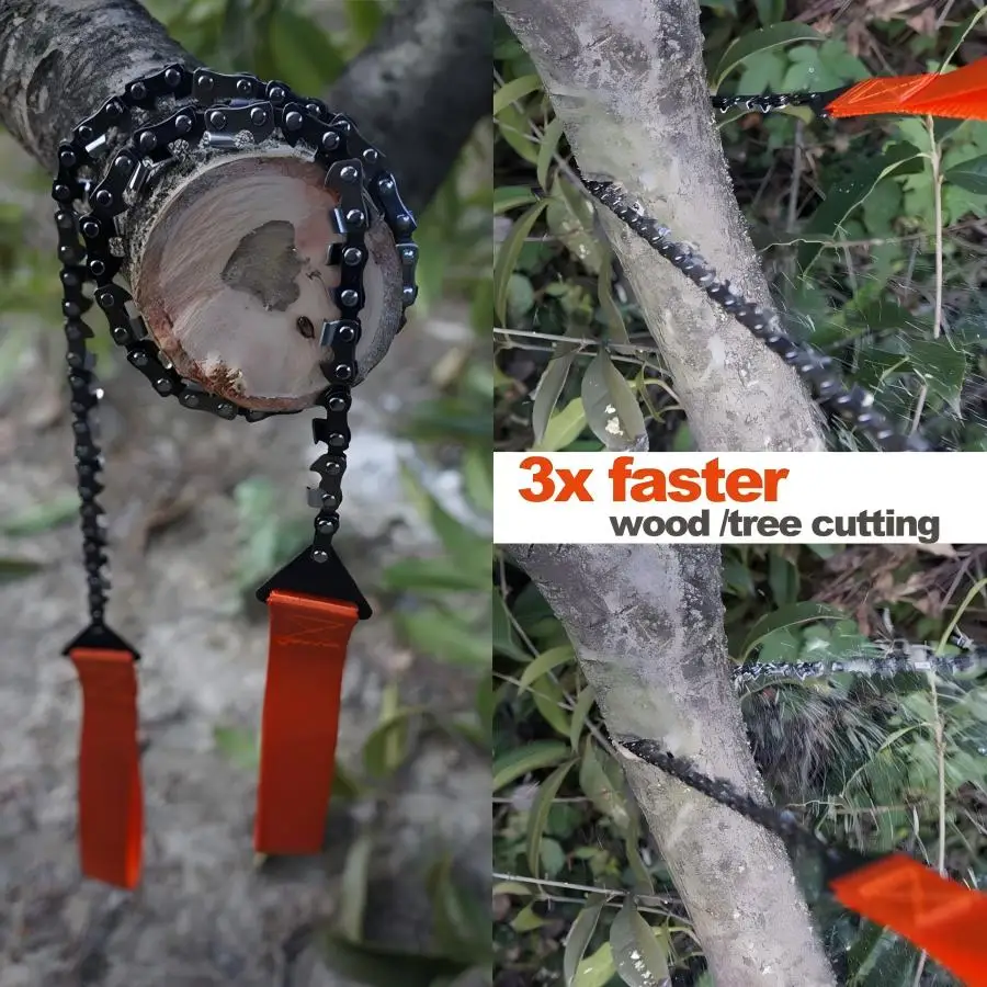 Stainless Steel Hand Zipper Saw,Portable Outdoor Survival Chain Saw for Camping,Gardening,Wood Cutting - Brushless