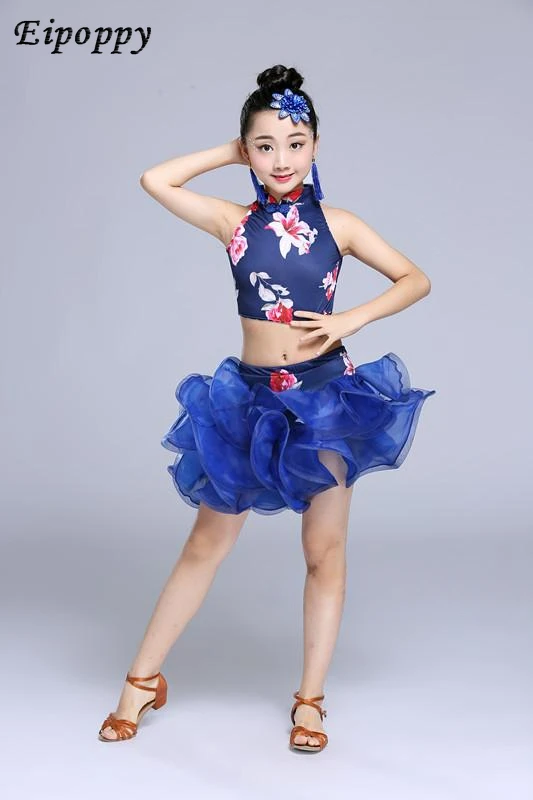 Children's Latin Dance Costume Girls Latin Dance Skirt Adult Costumes Girls Dancing Tutu Skirts Competition Performance