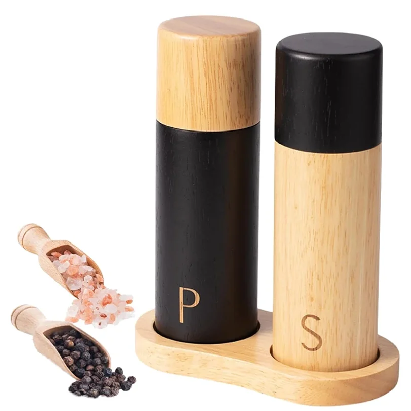

Wooden Salt and Pepper Grinder Set 7 inch Manual Pepper Grinder Mill with Adjustable Ceramic Coarseness JT323