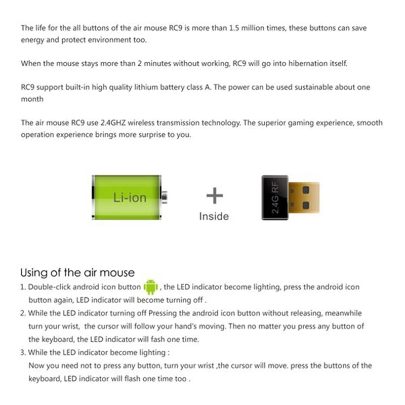 2.4G Wireless Air Mouse Remote Control Presentation Clicker For PC Smart TV Android TV Box HTPC