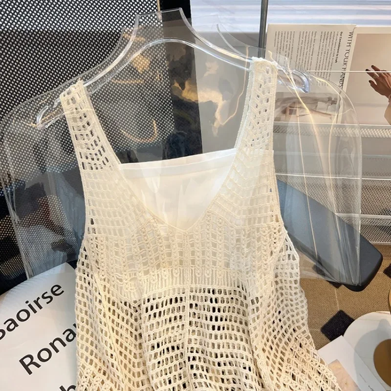 Pull gilets femmes Streetwear été évider coréen solide doux Style tricots Femme doux confortable Chic tout-match col en v conception