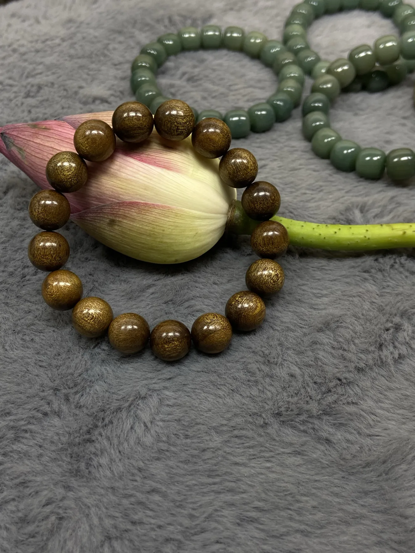 Chinese Lucky Blessing Wealth Attracting Golden Silk Phoebe Zhennan Wood 12mm Beaded Bracelet Vintage Reclaimed Aromatic Good