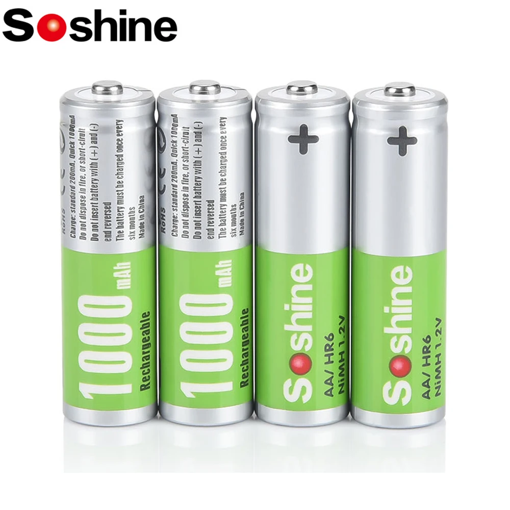 Soshine 1000mAh AA Rechargeable Battery NIMH 1.2V 1000mAh Low Self Discharge Batteries for Remote Control Mouse MP3/MP4 Player