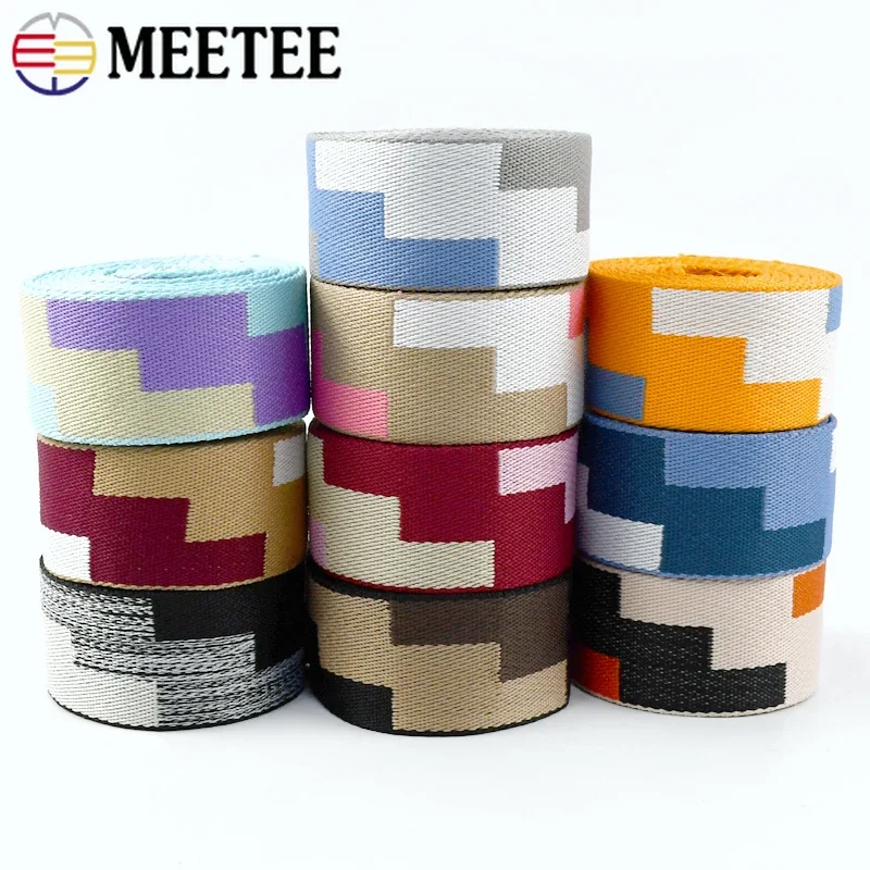 

2Meters Meetee 38mm Polyester Jacquard Webbing Tapes Ethnic Decorative Ribbons for Sewing Bag Strap Belt Bias Band Accessories