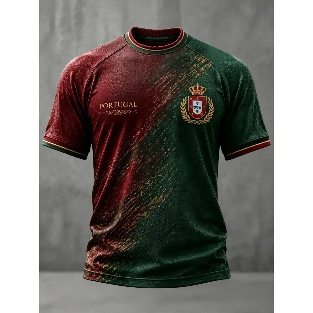 2026 Summer New Portugal 3D Printing Football Jersey Breathable Y2K T-shirt Suitable for Daily and Training Wear Quick Drying